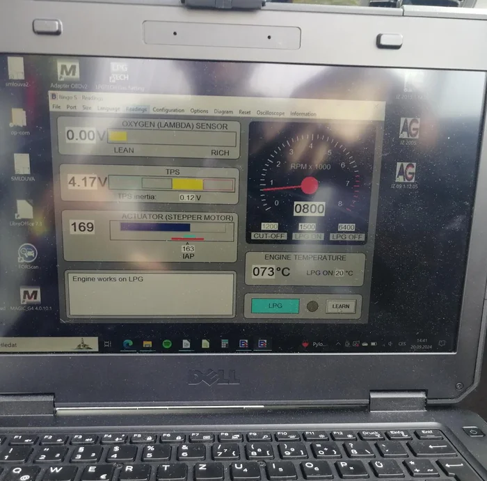Diagnostický software při kalibraci archivního LPG systému s krokovým motorem